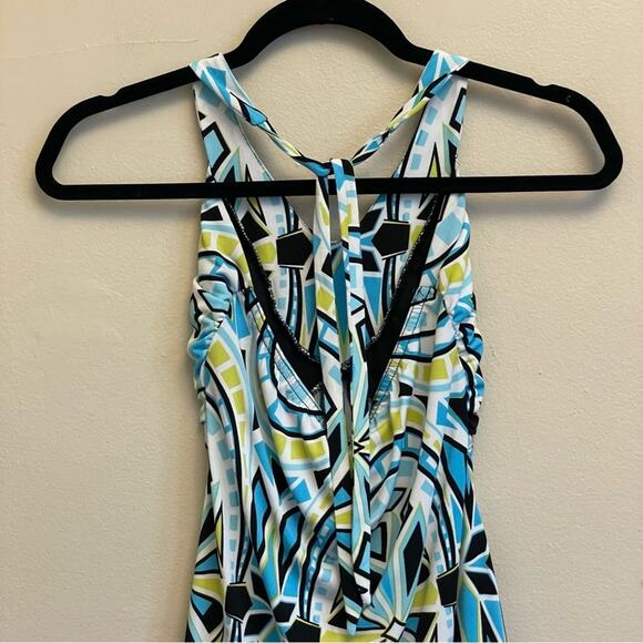 BCX S tank top white blue geometric summer Y2K 90s vibes abstract halter - Picture 6 of 7